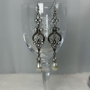 Elegant Silver and Pearl Drop Earrings